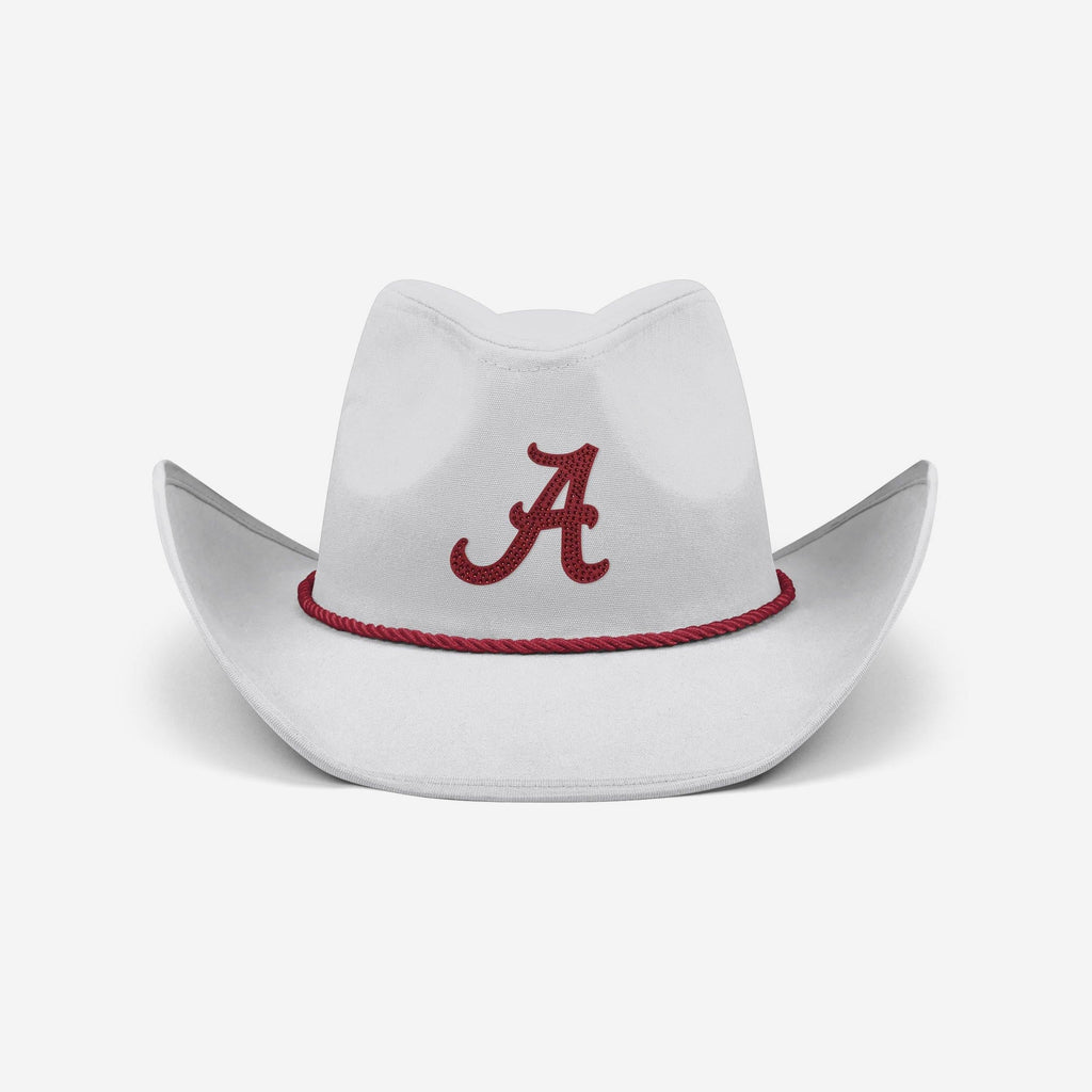 Alabama Crimson Tide White Rhinestone Logo Cowboy Hat