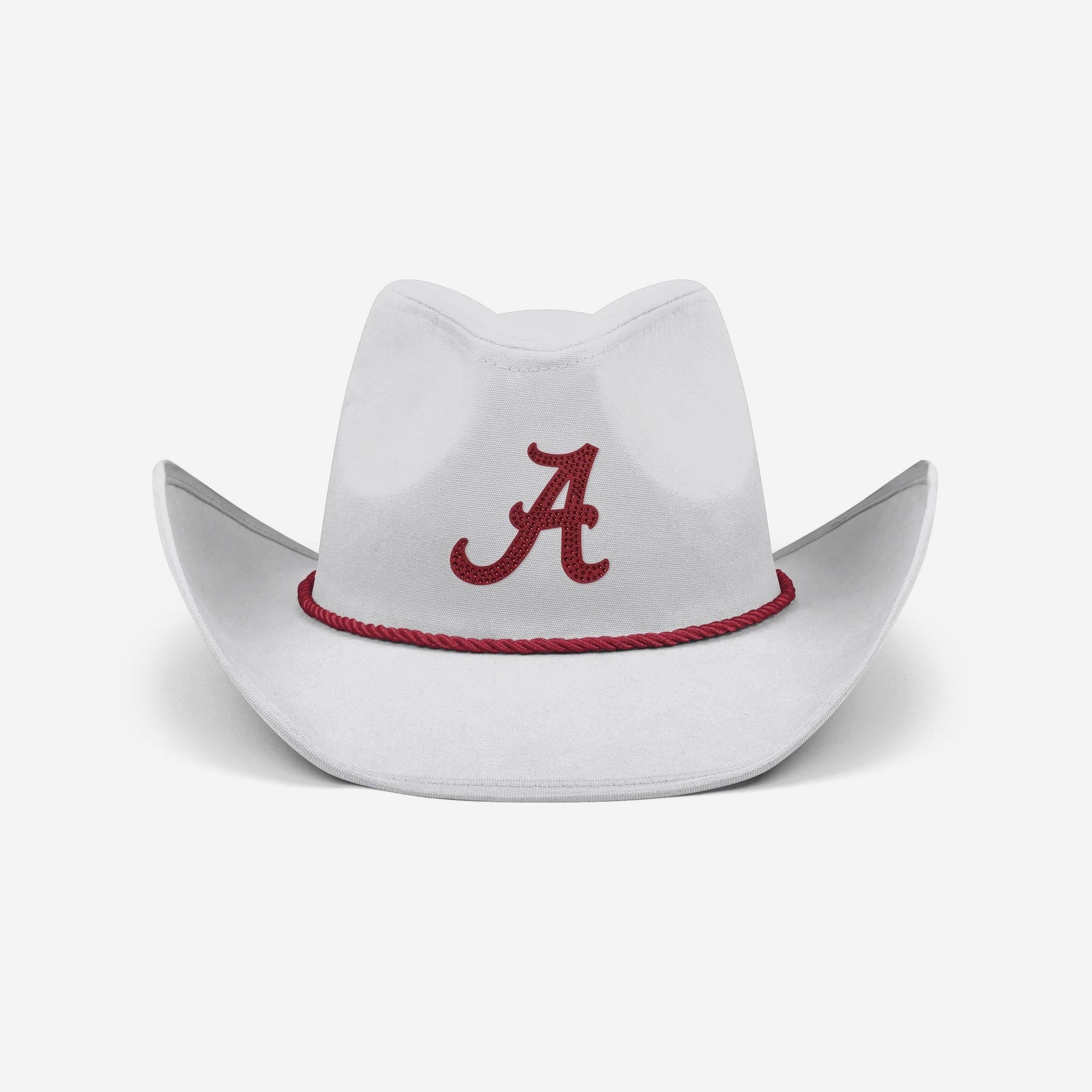 Alabama Crimson Tide White Rhinestone Logo Cowboy Hat