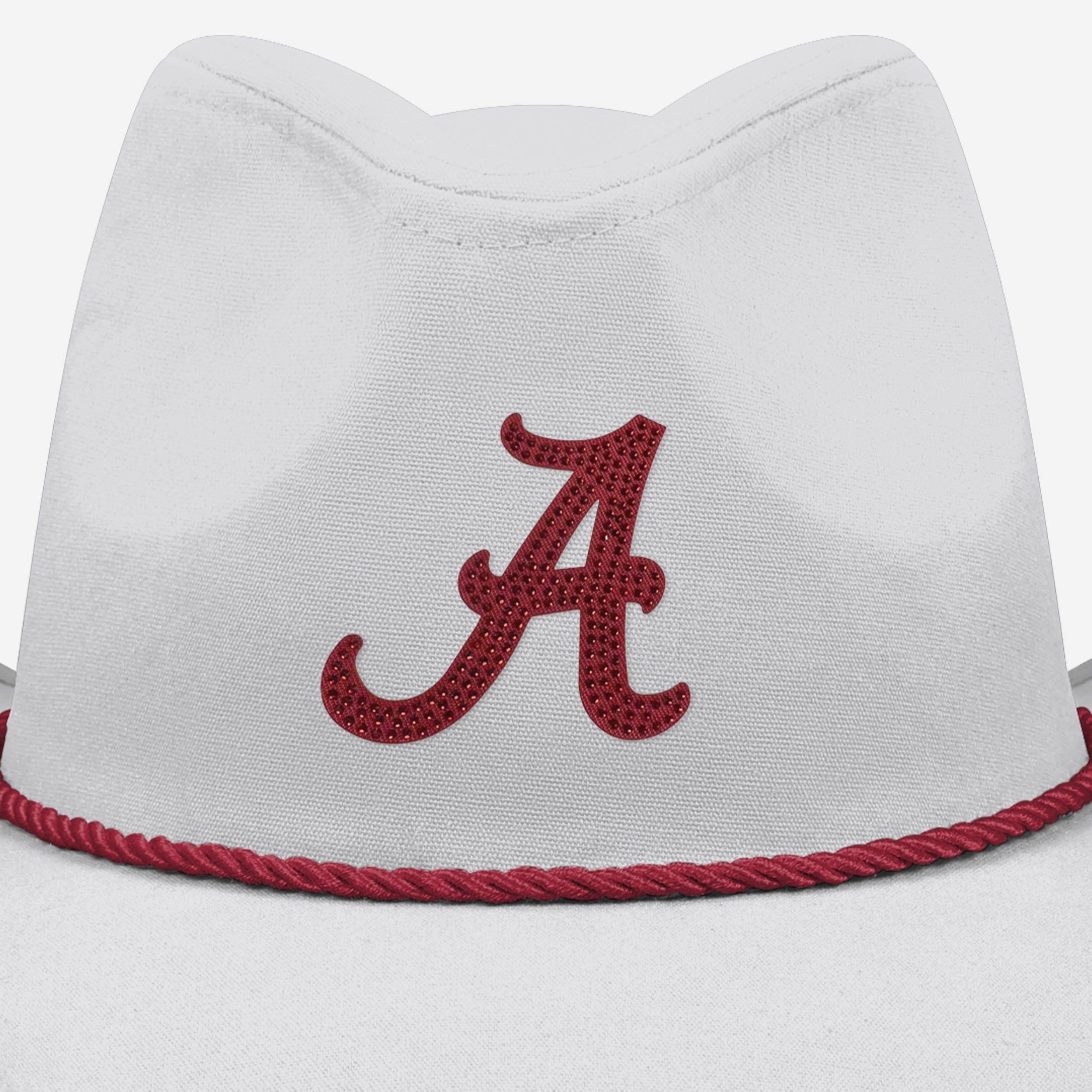 Alabama Crimson Tide White Rhinestone Logo Cowboy Hat
